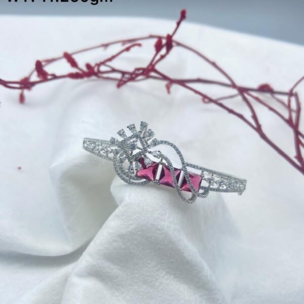 Radiant Pink Gemstone 925 Silver Designer Bracelet