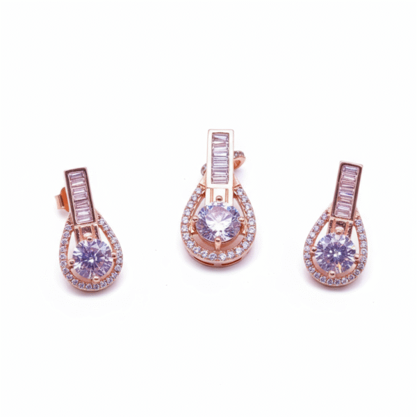 925 sterling silver Radiant Rose Halo Sparkle Set