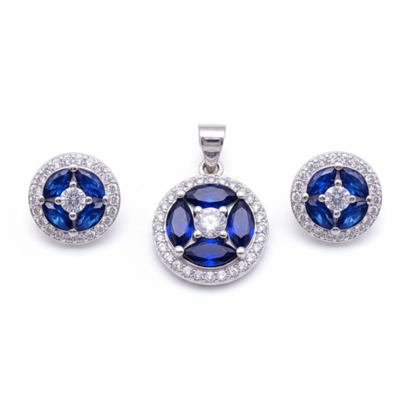 SILVER 925 Blue Sapphire Elegance Stud Set